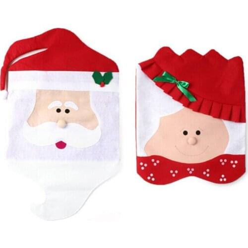 Christmas Decoration Chair Back Cover Set Decor New Year decorations Fashion Xmas Santa Red Hat Dinner Table Party Supplies