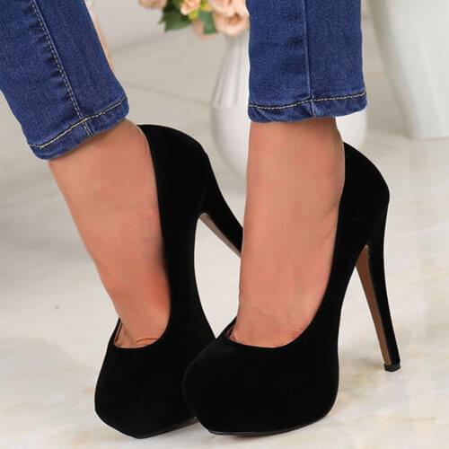 Sarairis 2020 Big size 46 Platform Slip On Elegant Sexy 14cm Thin High Heels Spring Party Wedding Black Red Pumps Women Shoes