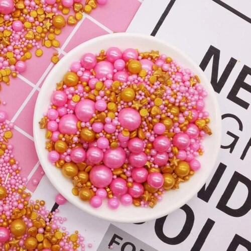 Edible Pearl Candy Beads Colorful Sugar Beads Cup Cake Baking Cake Ice Cream Decoration Colored Pink And Gold Beads