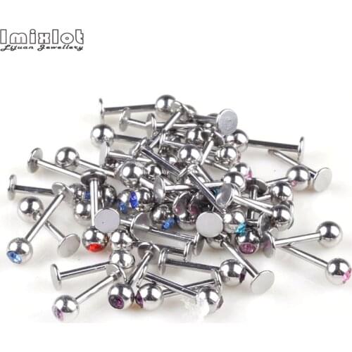 20Pcs 16G Labret Tragus Cartilage Earring Punk Crystal Ball Tragus Lip Ring Monroe Ear Cartilage Earring Piercing Body Jewelry