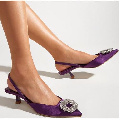 Fashion Pointed Toe Shoes For Women Sandals 2021 High Heels Rhinestones High-Heeled Slip-On Woman Pumps Party Female Shoes