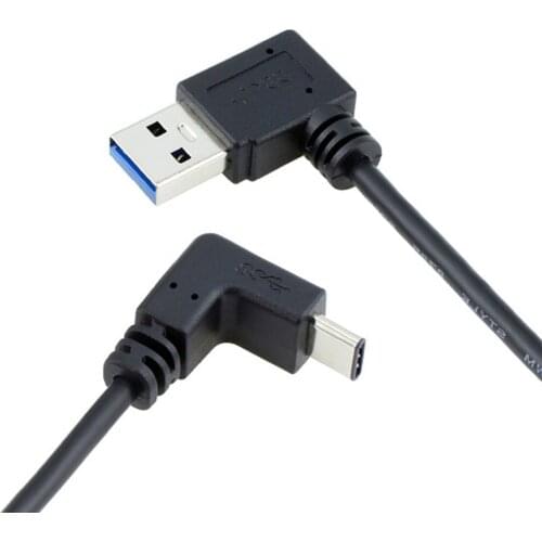 100cm USB 3.1 USB-C Up & Down Angled to 90 Degree Left Angled A Male Data Cable for Laptop & Tablet & Phone