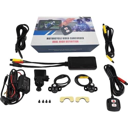 Motorcycle DVR Dash 1080P Full HD Front Rear Dual View Waterproof Motorcycle Camera GPS Logger Recorder Box Black Night Vision