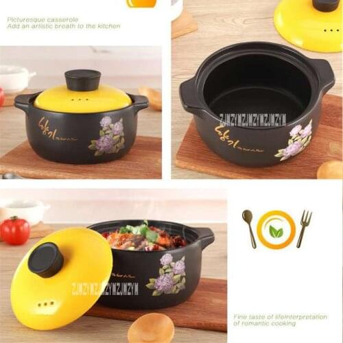 High Quality High Temperature Resistance Ceramic Casseroles Stew Soup Casseroles Fire Stockpot, Casseroles 1.6L for 1-2 People