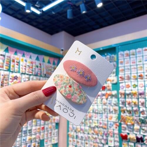 Baby Girls Hair Pins Fabric Embroidery Flower Hair Clips Children Accessories Bb Clip Ins Hair Styling Tools Barrettes Headdress