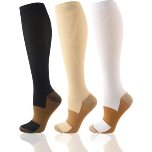 1/7 Pair Copper Fiber Compression Calf Socks Elastic Sports Socks Unisex Support Stockings For Running Cycling Calcetines Hombre