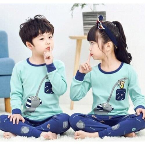 2pcs/set for kids pajamas children sleepwear baby pyjamas sets girls boys pijamas cute blue nightwear clothes kids clothing suit