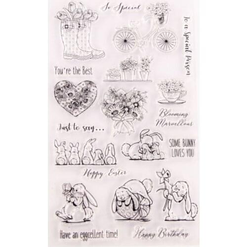 2021 New Bunny Flowers Silicone Clear Seal Stamp DIY Scrapbooking Embossing Photo Album