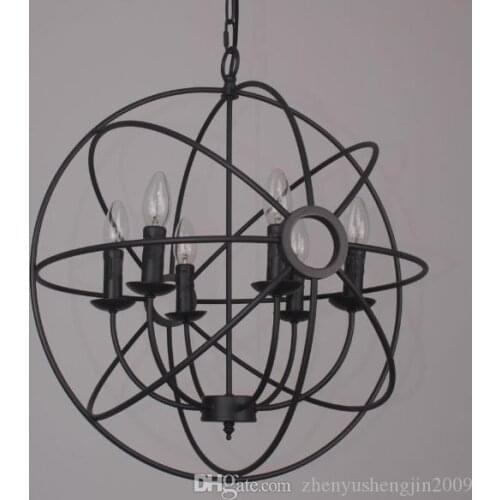 2021 pendant FOUCAULTS IRON ORB CHANDELIER RUSTIC IRON Loft light RH Lighting Vintage Pendant Lamp 50cm 65cm