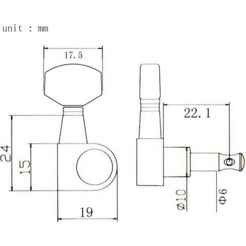 6R String Tuning Pegs Tuners Square Button For Folk Electric Guitar Parts