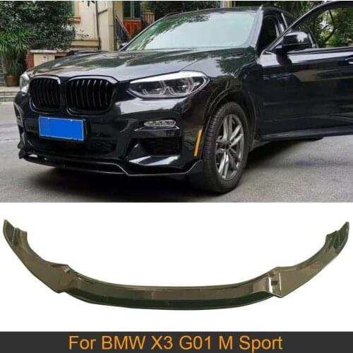 ABS Glossy Black Front Bumper Lip Spoiler For BMW X3 G01 M Sport 2018-2020 Front Bumper Lip Spoiler Black Red Carbon Fiber Look