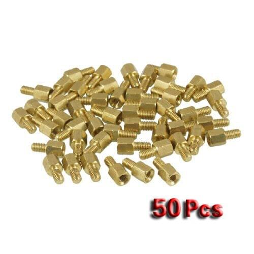 Promotion! 50 Pcs Brass Screw PCB Standoffs Hexagonal Spacers M3 Male x M3 Female 5mm