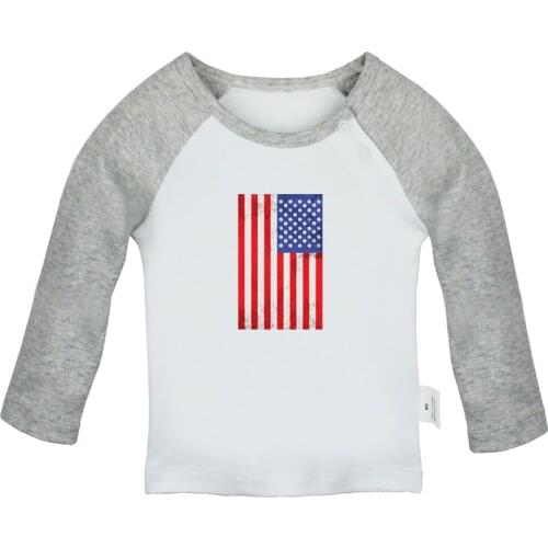 American Flag vintage USA flag American Patriotism Newborn Baby T-shirts Toddler Graphic Raglan Color Long Sleeve Tee Tops