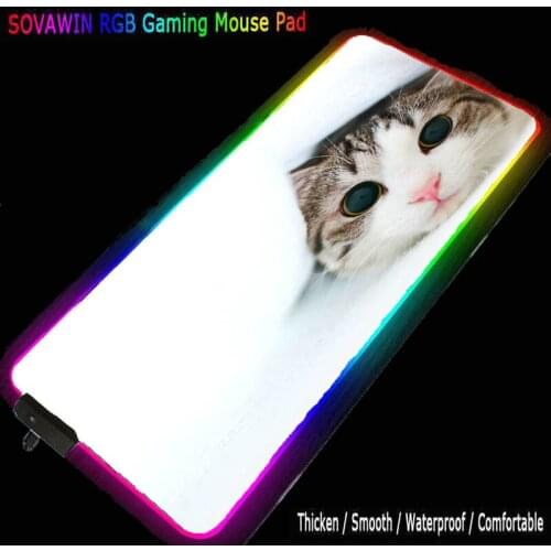 Kawaii Cat RBG animation gaming accessories table mat big mousepad waterproof LED natural rubber non-slip household carpet mat