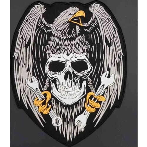 Eagle with Skull Large Embroidery Patch Sticker Badge for Motorcycle Biker Iron on Clothes