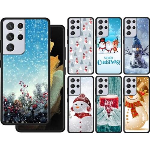 Case For Samsung Galaxy S21 S20 UltrA S21 S20 FE S10 S9 S8 Plus S7 Edge S10Lite S10e Shell Cover Merry Christmas snowman snow