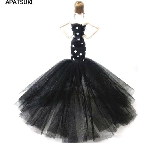 Black Star Mermaid Clothes For Barbie Doll Dress Fishtail Wedding Dress For Barbie Doll Clothes Handmade Dresses Vestidoes 1/6