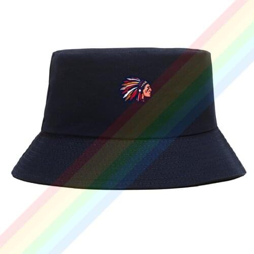 Ancient Classic Indiana Headdress Logo Cotton Top Comfortable Bucket Cap Men Women Hiking Fishing Hat Two-side