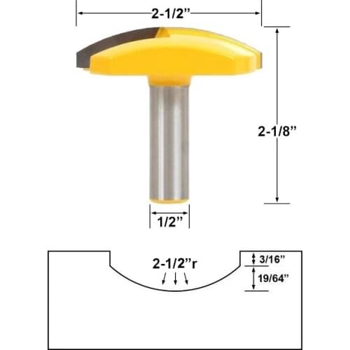 1pc 12mm 1/2" Shank 2-1/2" Wide Big Bowl Router Bit 2.5" Radius Concave Radius Milling Cutters Wood Work Crown Bits 03039