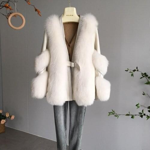 FURSARCAR 2020 Women Winter Natural Fox Fur Coat 70cm Long Full Plet Thick Fur Jacket Fashion Genuine Leather Sheepskin Outwear