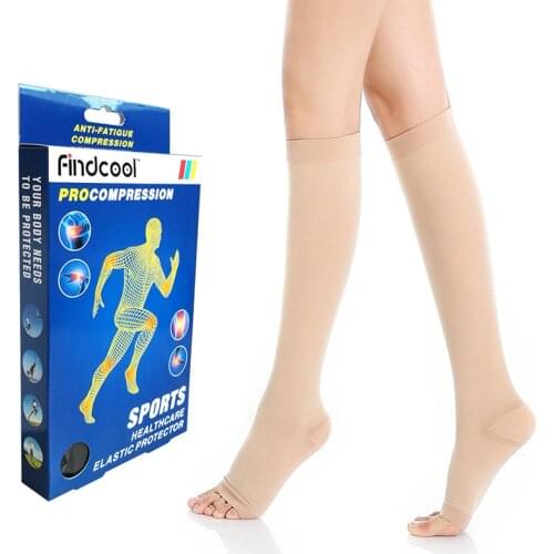 Findcool Gradient Compression Knee High Socks Women Men for Varicose Veins 15-21mmHg