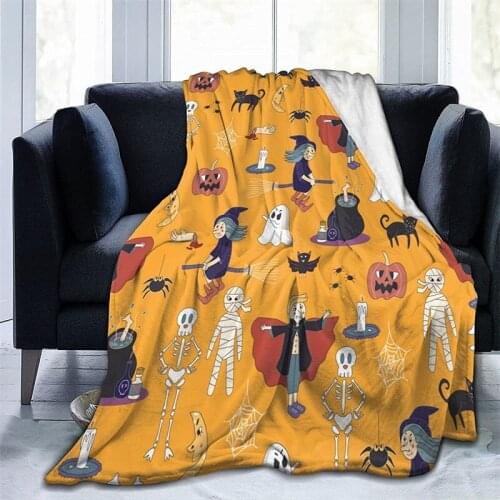 Halloween Ghost Cute Pattern Background Navajo Cubre Camara Green Throw Blanket 3D Print On Demand Sherpa Super Comfortable