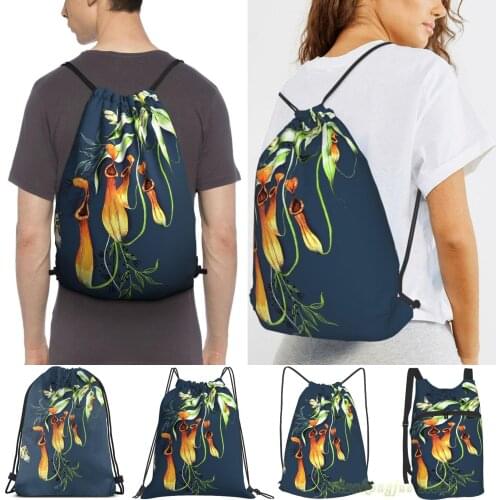 Carnivorous Pitcher Plant Dark Men Outdoor Travel Gym Bag Waterproof Drawstring Backpack Women Fitness Swimming Bag