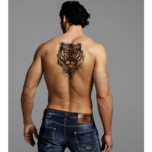 Fake tattoo waterproof temporary tiger head big cat animal tatoo sticker body art flash tatto for kid boy man girl woman