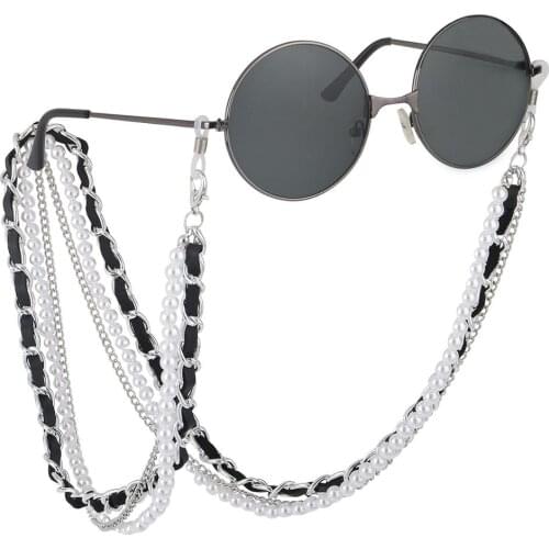 JGL0059 2020 latest design fashion multi-layer glasses chain metal glasses rope fringed pearl handmade chain Europe couple charm