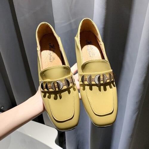 Fashion Pure color Office Women High Quality Metal decoration Ladies Slip On Shoes Casual Shallow Solid comfortable Shoes U29-14
