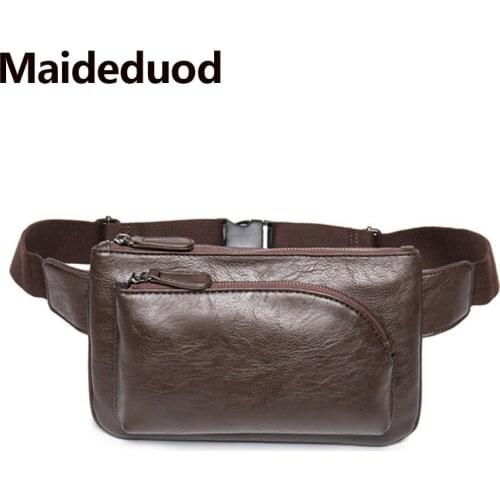 Maideduod Vintage Style Men Leather Belt Bag Brand Designer Men Waist Bag Hand Free Bags gentleman Pouch Belt Waist Pack