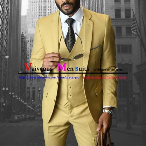 Men Suit Slim Fit 3 Piece Casual Prom Party Tuxedos Groom Peaked Lapel Business for Wedding Suits Men 2021 (Blazer+Vest+Pant)
