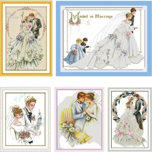 Wedding Joy Sunday Cross Stitch Kit Patterns Stamped Printed 11CT 14CT Counted Print Craft Home Decor Embroidery Needlework Sets