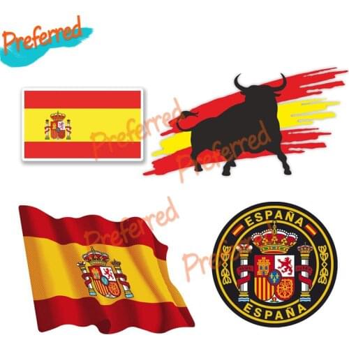 Spain Flag Bull Skull Sticker with Flag Badge Brand Car Sticker Decal Decor for Car Motorhome Laptop Motorcycle Off-road