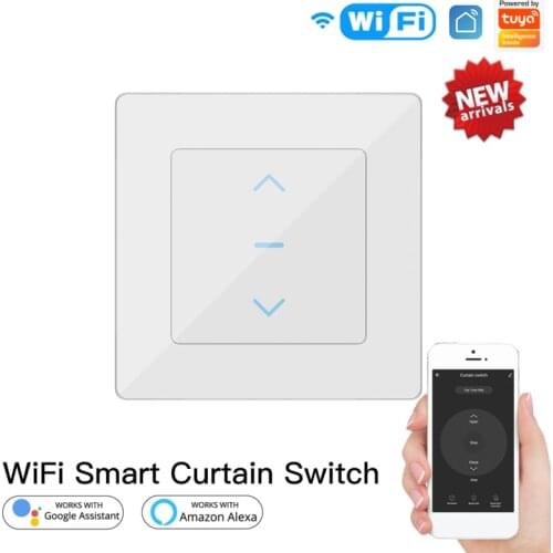Wifi Wall Touch Switch EU No Neutral Wire Required Smart Curtain Switch AC110-240V Tuya Smart Home Support Alexa Google Home