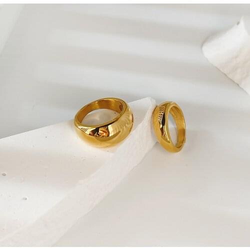 2021 INS New Minimalist Stainless Steel Ring Tarnish Free Simple Domed Finger Ring For Women Girls Trendy Jewelry Gift