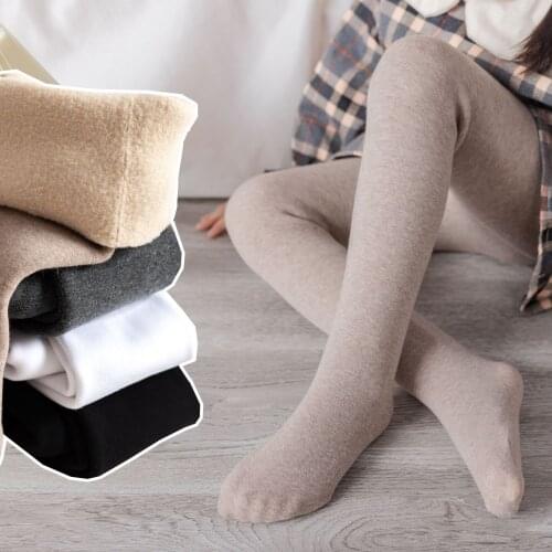 New Girls Tights Pants Winter Children Solid Thicken Skinny Leggings Kids Warm Plus Velvet Thickening Pantyhose Girls Leggings