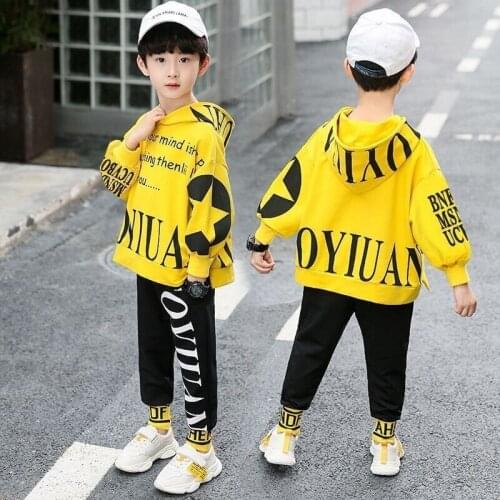 New Casual Spring Summer Kids Clothes Suit Boys Sweatshirts + Pants 2pcs/Set Kids Teenage Top Sport Childrens Day Gift Formal