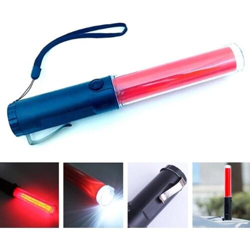 New 26cm Battery Powered Traffic Safety Flashlight Powerful LED Lamp Torch Lantern Traffic Police Equipment Lamp Red Baton Light