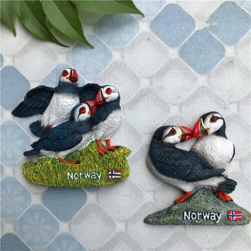 QIQIPP Creative Magnet Fridge Magnet Exported to Norway Three-dimensional Bird Puffin Resin Magnet Decorative Magnet