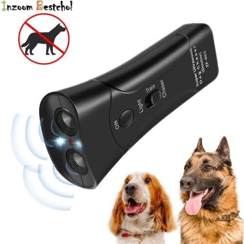 Pet Dog Anti Barking Repeller Stop Bark Training Device Trainer LED Flashlight Ultrasonic Anti Barking Ultrasonic Not Include