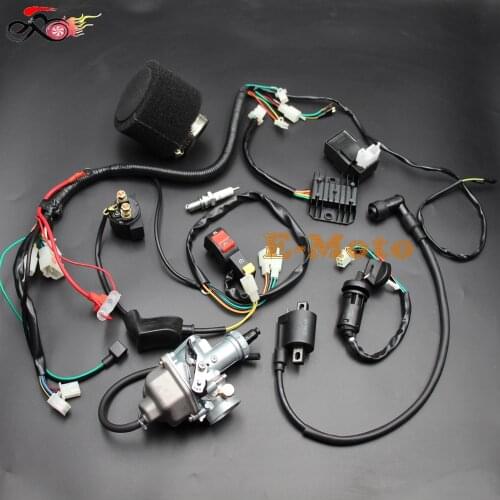 Full Wiring Loom Harness CDI Ignition Coil Relay PZ30 Carby Carburetor Air Filter Dirt Pit Bike 150CC 200CC 250cc new E-Moto