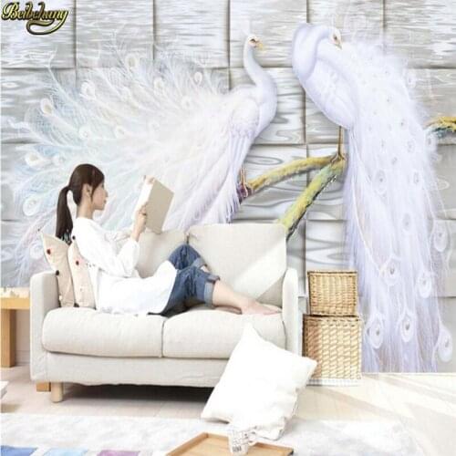 Beibehang Custom photo wallpaper large mural wall sticker couple peacock jade carving background wall papel de parede