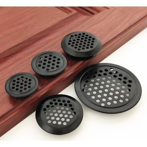 10Pcs Black Wardrobe Cabinet Mesh Hole Air Vent Core Vents Convex Flat Louver Ventilation Cover Stainless Steel 19mm/25mm/53mm