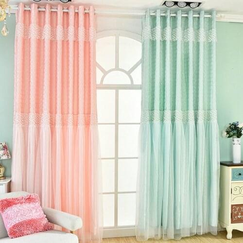 Luxury Curtains for Children Kid Bedroom Window Princess Style Drapes Lace with White Transparent Tulle Patchwork Floral Printed