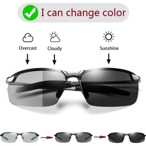 Photochromic Sunglasses Men Polarized Chameleon Glasses Male Change Color Sun Glasses Day Night Vision Driving Eyewear uv400