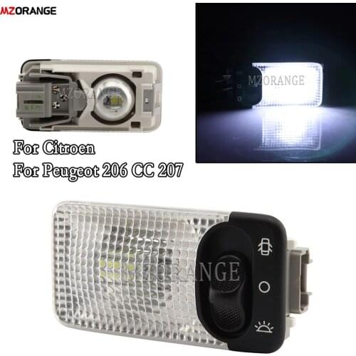 LED Car Interior Dome Light For Citroen For Peugeot 206 CC 207 Roof Reading Light Dome Lamp With Switch 6362AC 6362K9 6362P3