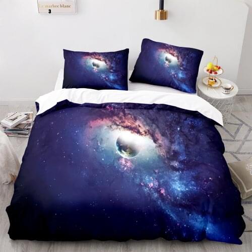 Space Galaxy Aurora Sunset Glow Bedding Set Single Twin Full Queen King Size Sky Stars Tree Bed Set Childrens Kid Duvetcover 37