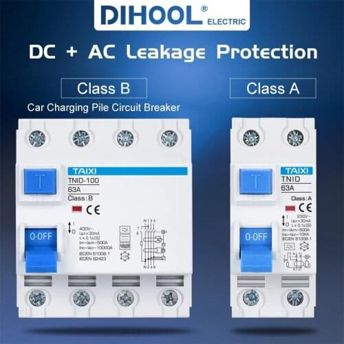 Type A Electromagnetic RCCB Class B 4P 63A Electronic Residual Current Circuit Breaker 2P AC RCBO Air Switch leakage protector