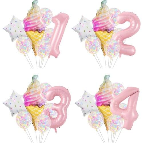 Donut Ice Cream Aluminum Foil Five-Pointed Star Balloon Baby Shower Birthday Happy Party Candy Decoration Sweet Number SS2